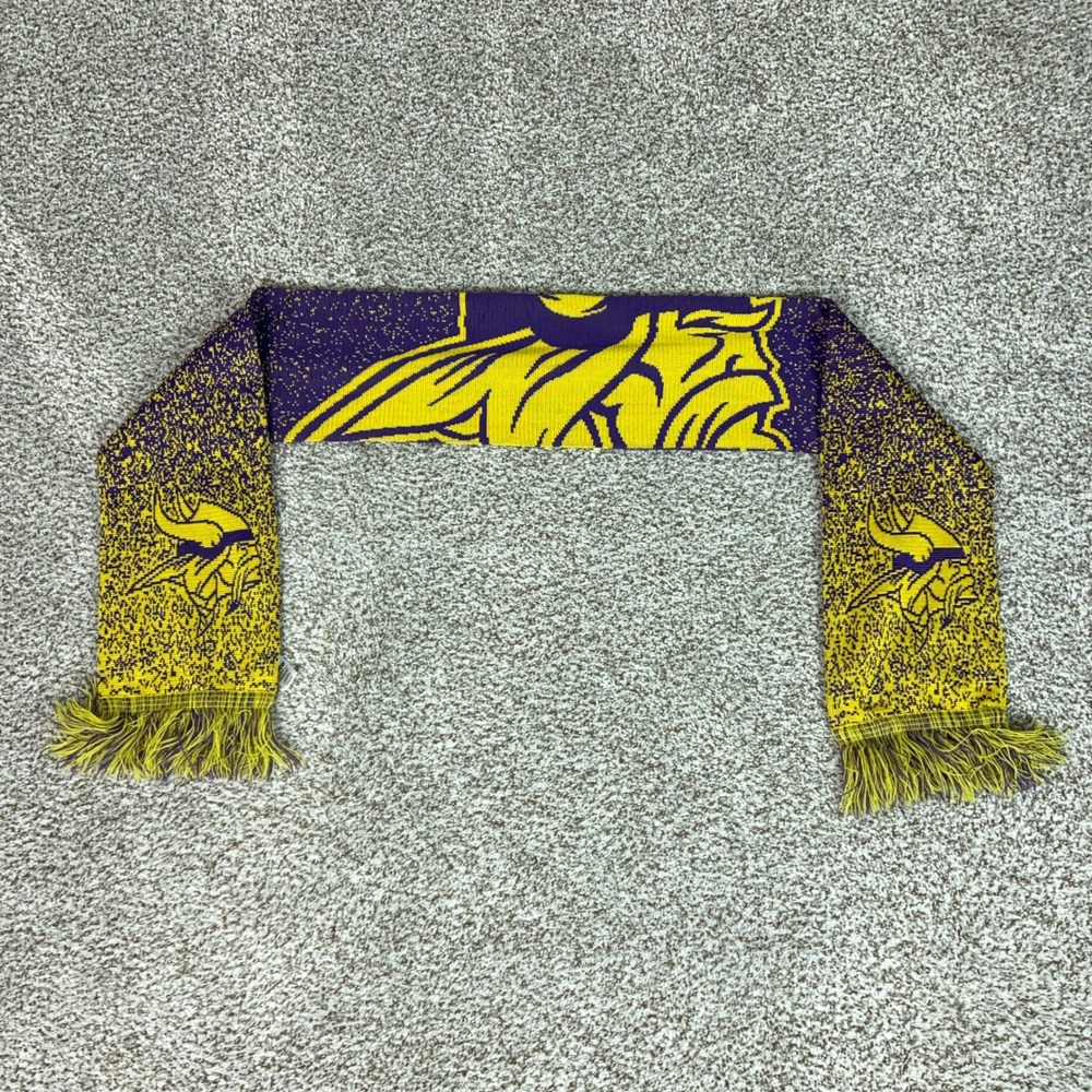 Minnesota Vikings Scarf Mens One Size Purple Gold NFL Knit Fringe Logo Football